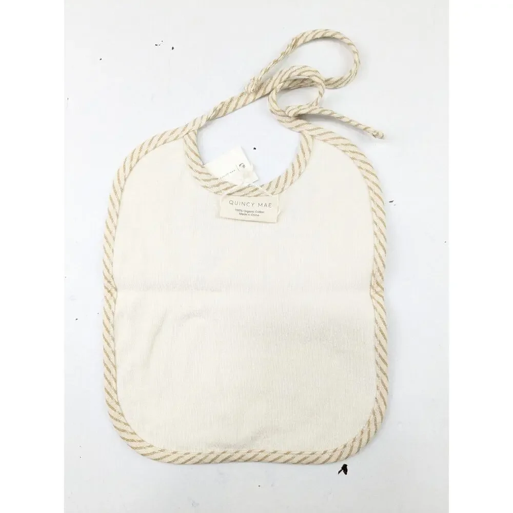 Quincy Mae Ocre Stripe Woven Bib - One-Size